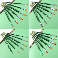 攀文博2024跨境新款美術畫筆套裝6件套木杆尼龍毛丙烯顏料筆批發