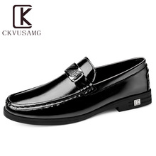 CKVUSAMG潮牌正品真皮男士软底软面内增高牛皮漆皮正装商务男皮鞋