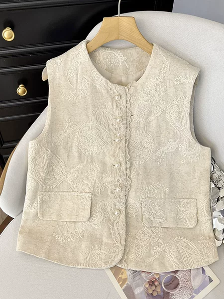 2026 Spring New Collection: New Season Chinese Style Round Neck Vest for Middle-Aged and Elderly Mothers