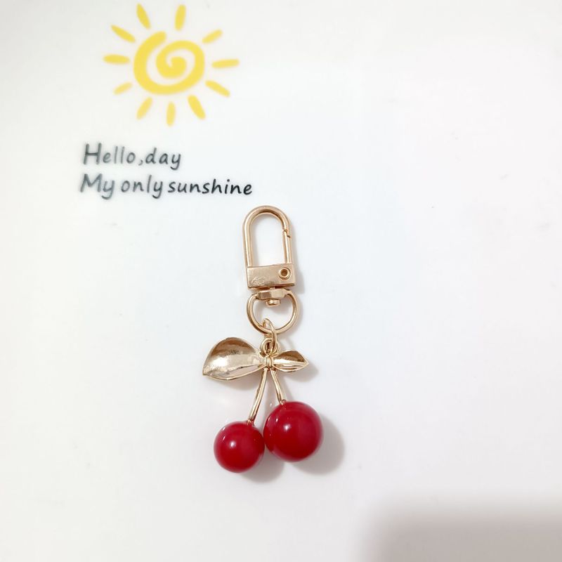 韓国版k金色葉さくらんぼペンダント合金部品diy手作り髪飾りペンダント愛ハート型キーホルダー|undefined