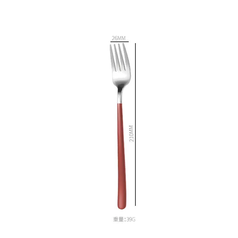 컬러 포크 한국식(304 대형) 레드 실버