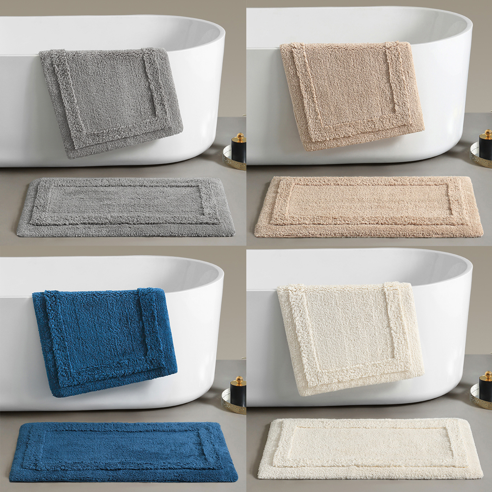 Hotel de alta gama alfombra de suelo de absorción de agua de algodón grueso puerta de inodoro antideslizante alfombra de suelo doméstica lavable a máquina