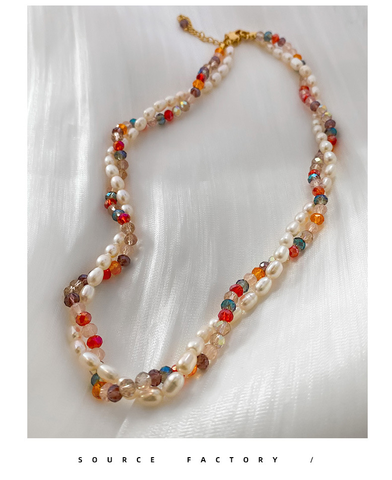 Retro Geometric Glass Pearl Beaded Necklace 1 Piece
