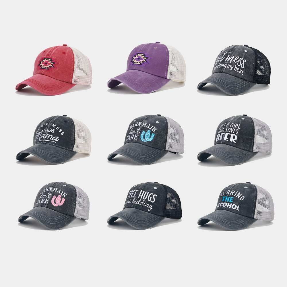 154g Weight Baseball Cap Hats Type Unisex Retro Letter Embroidery Curved Eaves Baseball Cap
