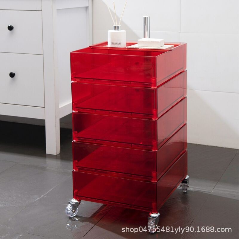 Gabinete de almacenamiento giratorio, mesera de cama móvil, armario lateral, armario nórdico simple, armario de cosméticos de red, armario de cosméticos