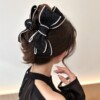 Black big crab pin with bow, advanced hairgrip, elegant hairpins, shark, hair accessory, high-quality style