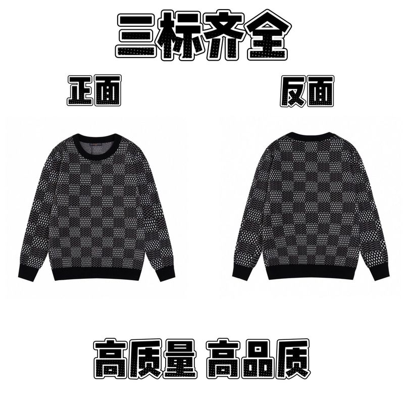2025春秋新款潮牌字母满身logo圆领针织毛衣男女款宽松休闲上衣【|undefined