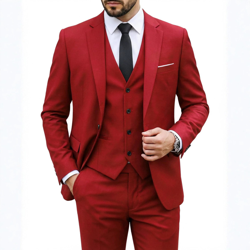 Foreign Trade Amazon Men's Suit Set, High-End Groom's Wedding Attire, Banquet Formal Suit, Three-Piece Suit for Men