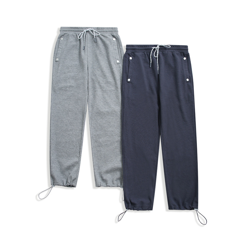 Herrenbekleidung dicke Textur Waffelhose Sporthose mit geradem Beinbund_voghion.com