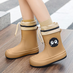 Cross-border Explosions Women's Rain Boots Mid-barrel Fashion Outdoor Waterproof Beam Lightweight Rubber Shoes Work Rain Boots overshoes Water Shoes