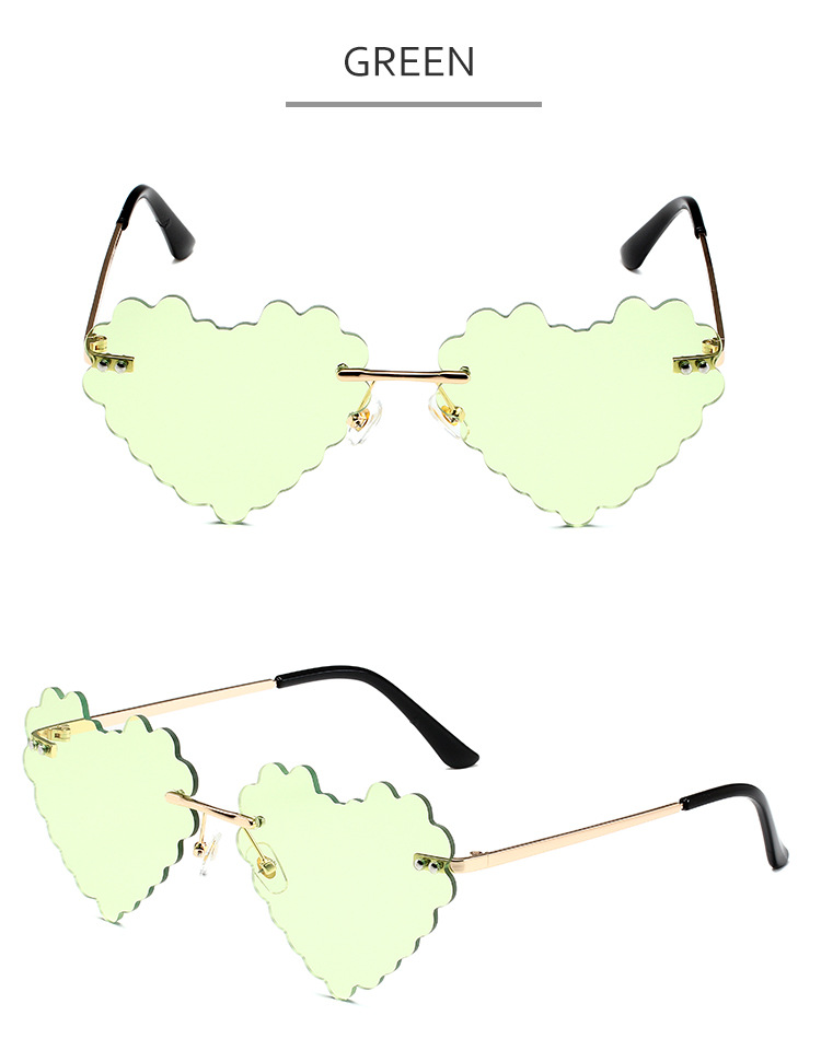 60g Weight Frameless Glasses Structure Sunglasses Classification PC, UV400 Protection, Tinted Lenses Lens Material Special-Shaped Mirror Glasses Style Outdoor, Travel, Beach Occasion Heart Shape Pattern All Seasons Season Women's Gender Novelty, Classic Style Style Novelty Classic Style Heart Shape PC UV400 Protection Tinted Lenses Special-Shaped Mirror Frameless Women's Sunglasses 13