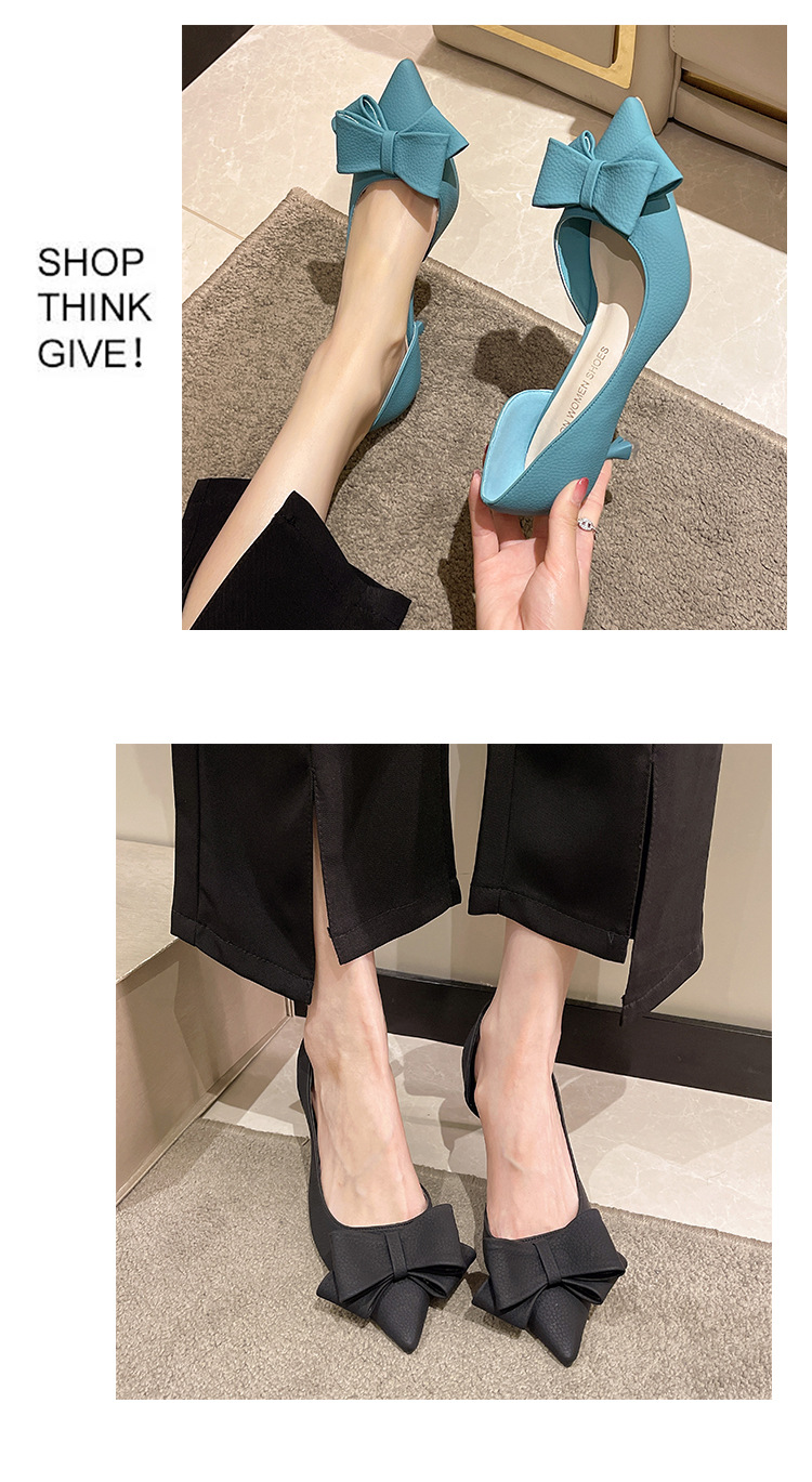 Women's Elegant Solid Color Bowknot Point Toe Pumps display picture 11