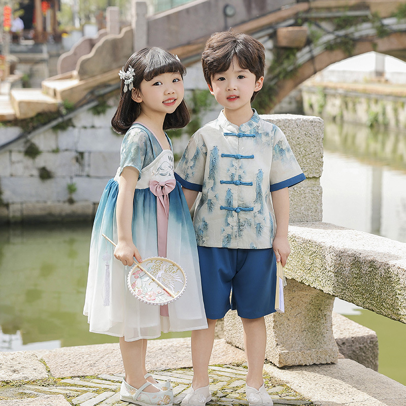 Girls' Ancient Style Dress, Kidsren's Spring & Fall Tang Suit Suit, Boy's Han Dynasty 2025 New Handsome Chinese Performance Suit