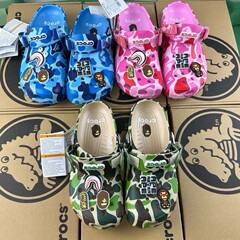 贝普联名款猿人迷彩沙滩鞋洞洞鞋低帮休闲魔术贴凉鞋男女款拖鞋