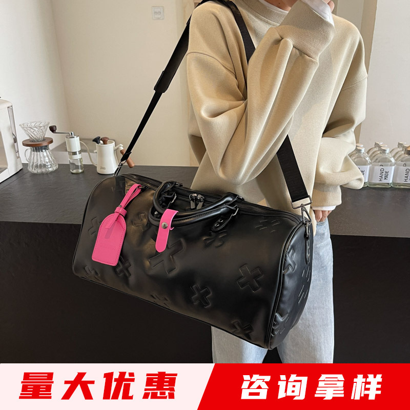 2025 New Pu Embossed Fashion Travel Bag Women's Large Capacity Portable Luggage Bag Men's and Women's Sports Suitcase Fitness