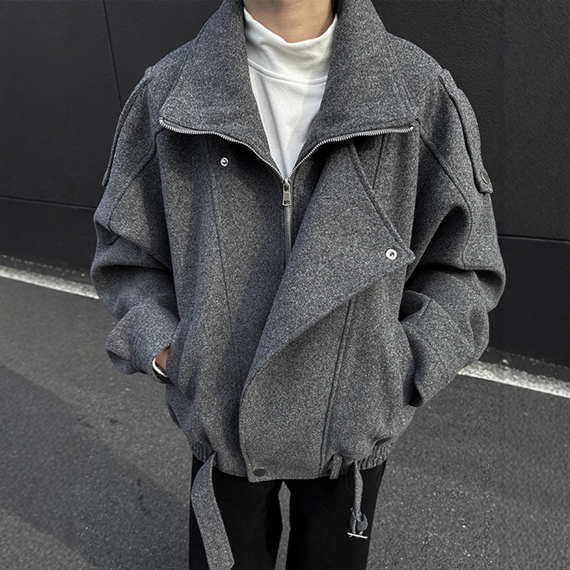 Designed Woolen Jacket Men's Autumn and Winter Cleanfit Korean Style High-End Short Handsome Deconstructed Woolen Jacket