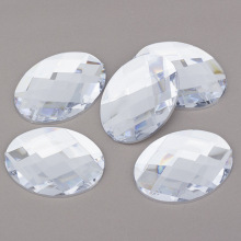 30*40平底龟面亚克力钻透明椭圆戒面裸石蛋形玻璃DIY相框饰品配件