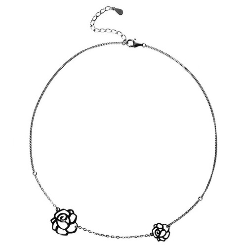 Camellia Neck Necklace Women's Short Clavicle Chain Black Necklace New Personalized Necklace Rose Flowers Wholesale
