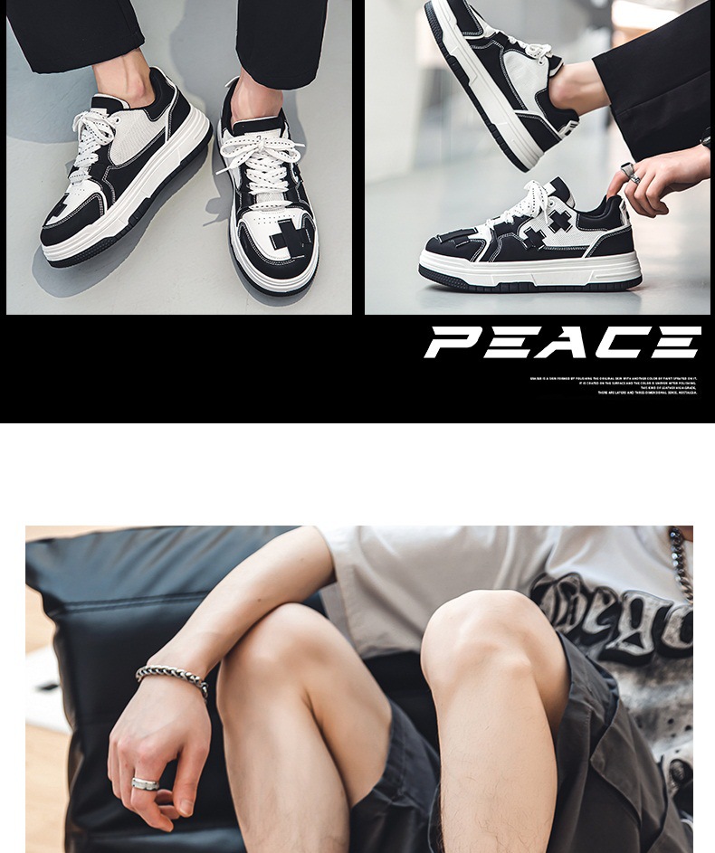 Men's Casual Sneakers White Platform Comfortable Trendy Shoes_voghion.com