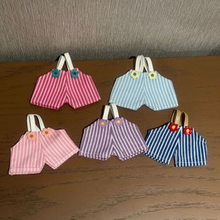High-Quality Labubu Floral Striped Denim Overalls Cute Labubu Doll Costume Dress-Up Baby Clothes