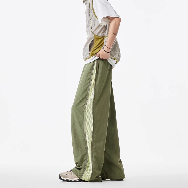 Army Green Outdoor Sports Jacket Men's Summer American Style Contrasting Zipper Pants Drapey Casual Cool Quick-Drying Pants Trendy Army Green Outdoor Sports Jacket Men's Summer American Style Contrasting Zipper Pants Drapey Casual Cool Quick-Drying Pants Trendy
