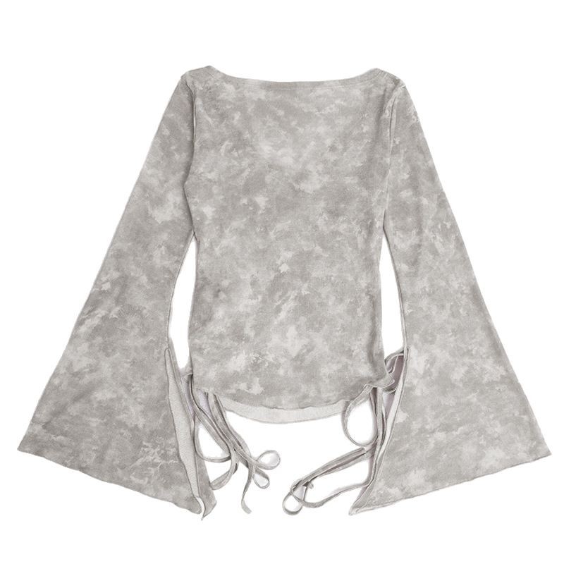 Chal de ropa de baile para adultos tops de manga larga teñidos anudados de primavera diseño de serpentina retro temperamento de estilo nacional ropa de baile