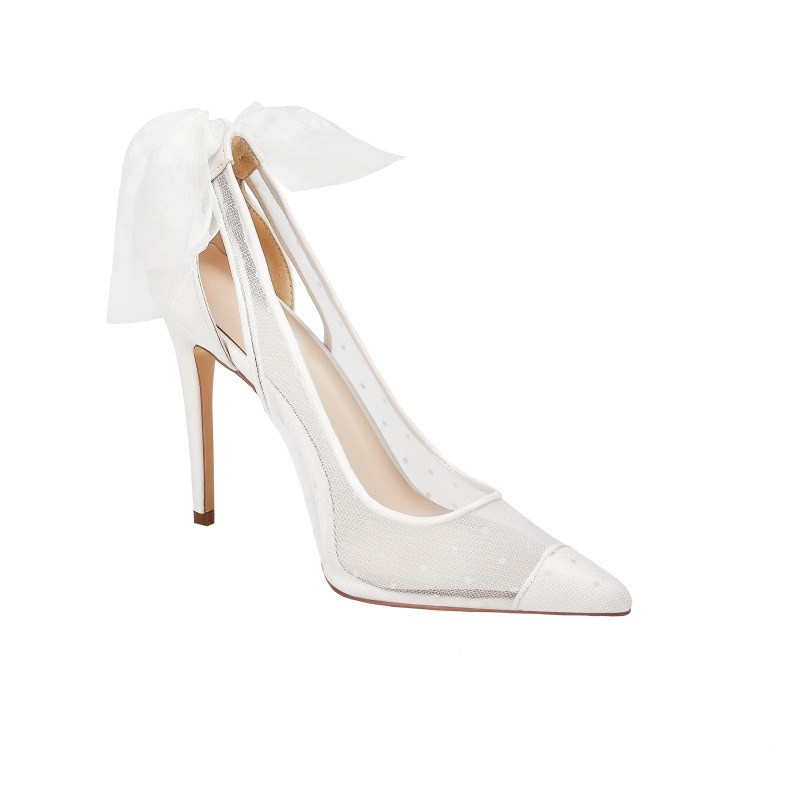 Women's fashion single shoes shallow mouth pointy pointy polka point elegant wedding shoes bow women's shoes large size_voghion.com