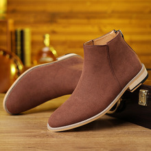 男士英伦尖头高帮鞋切尔西潮流短靴大码反绒皮男靴沙漠靴子男批发