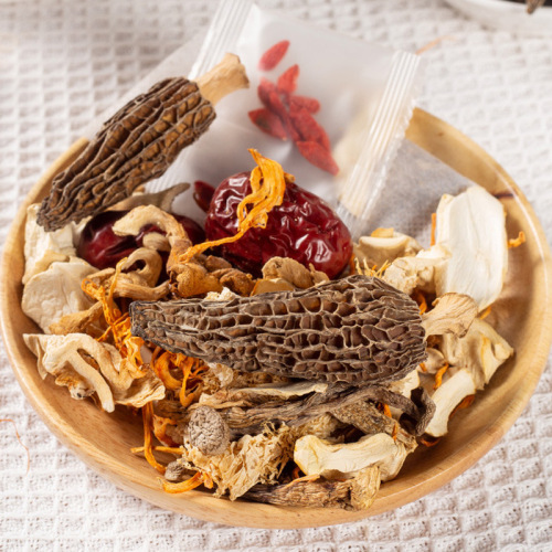 Yunnan wholesale mushroom soup bag, morel soup bag 30g, Cordyceps militaris Agaricus blazeitake, colorful mushroom soup bag 35g