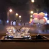 Plug -in powder diamond swan+pink white ball+diamond pad