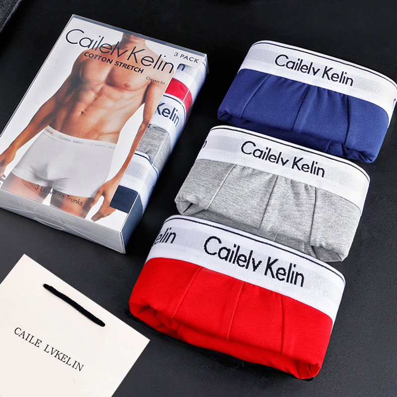Cɼckν Men's Underwear Boxer Briefs Pure Cotton Large Size Boxer Briefs Shorts Head Pants Gift Box Export Cross-Border