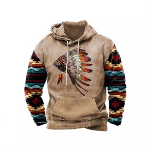 Spring and Autumn Cross-border Sweatshirt Trendy Street Color Painting Novelty Patterns 3D Digital Printing Men's Hooded Sweatshirt