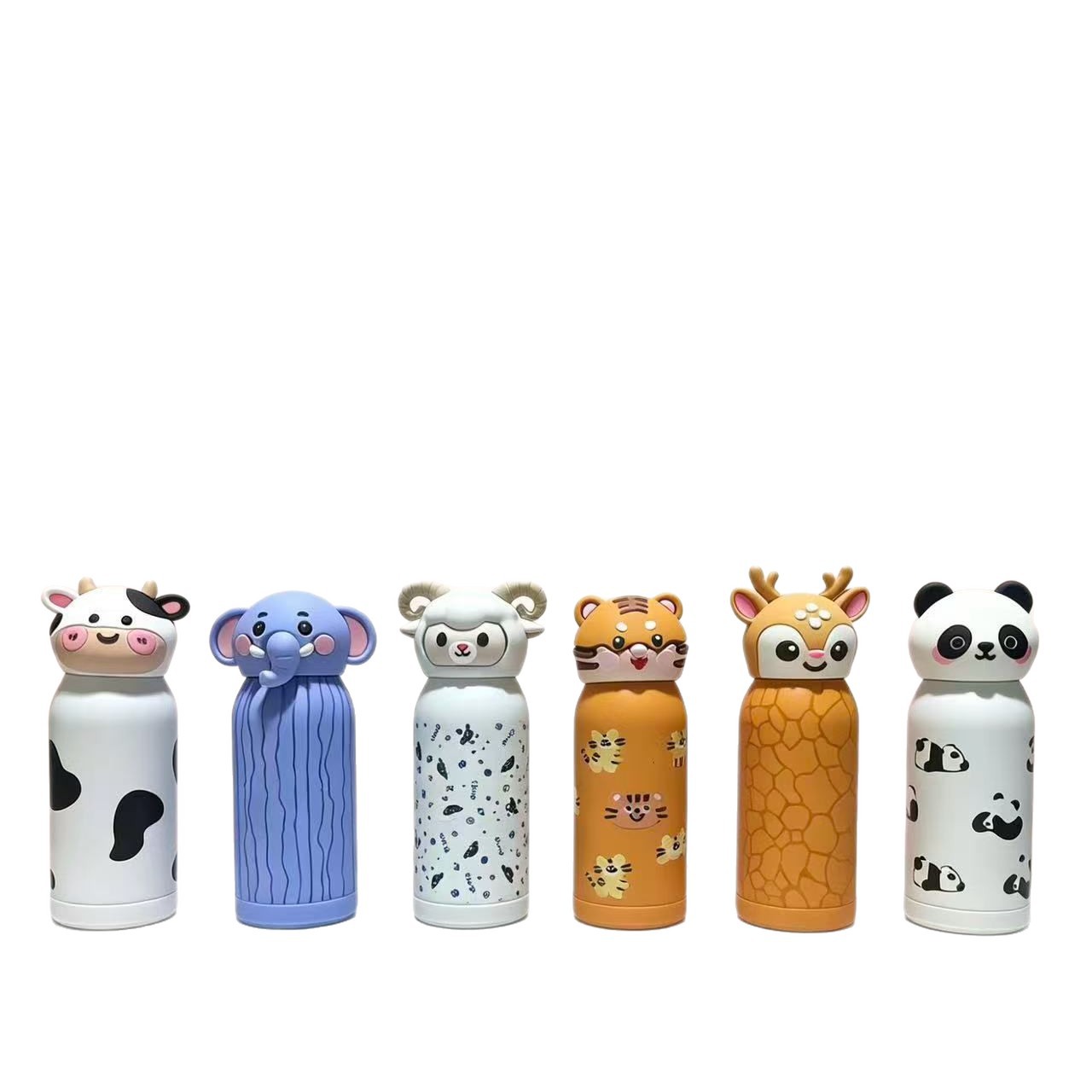 Taza de calor de dibujos animados para animales nueva creativa encantadora taza de agua de acero inoxidable para niños, taza de agua de vaca, oveja, tigre, zodiaco, pequeña taza de agua portátil