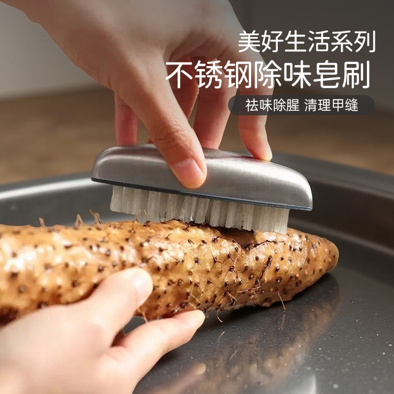 スポット304ステンレス鋼野菜洗浄ブラシ、ジャガイモブラシ、野菜洗浄、泥除去加工品、キッチンフルーツとヤムイモ洗浄|undefined