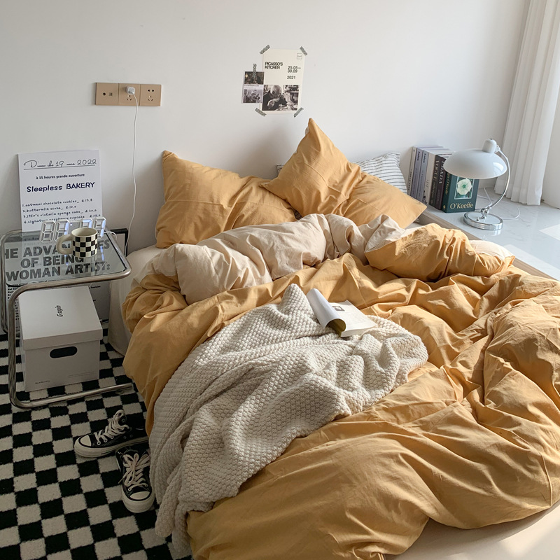 2023 Nuevo estilo INS de doble pieza de cuatro piezas conjunto 1,2 m hoja de cama sábana ajustable de tres piezas conjunto de cama de Estudiante