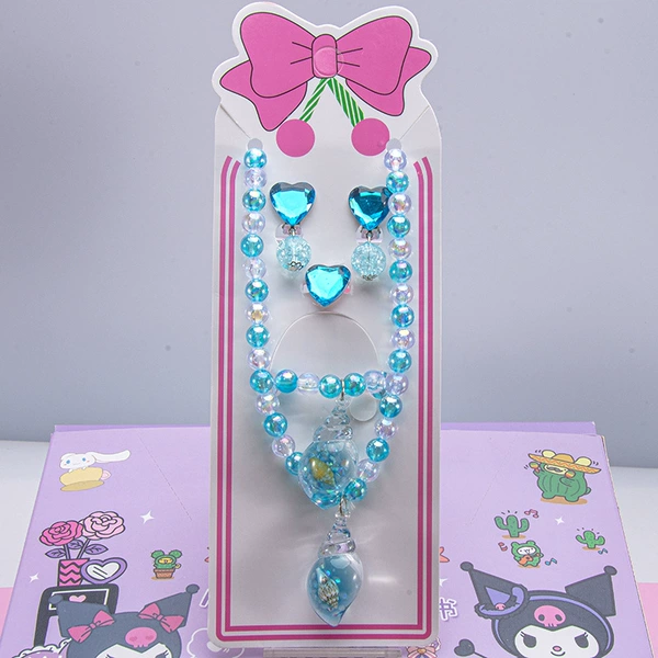 Blue necklace, chain, set