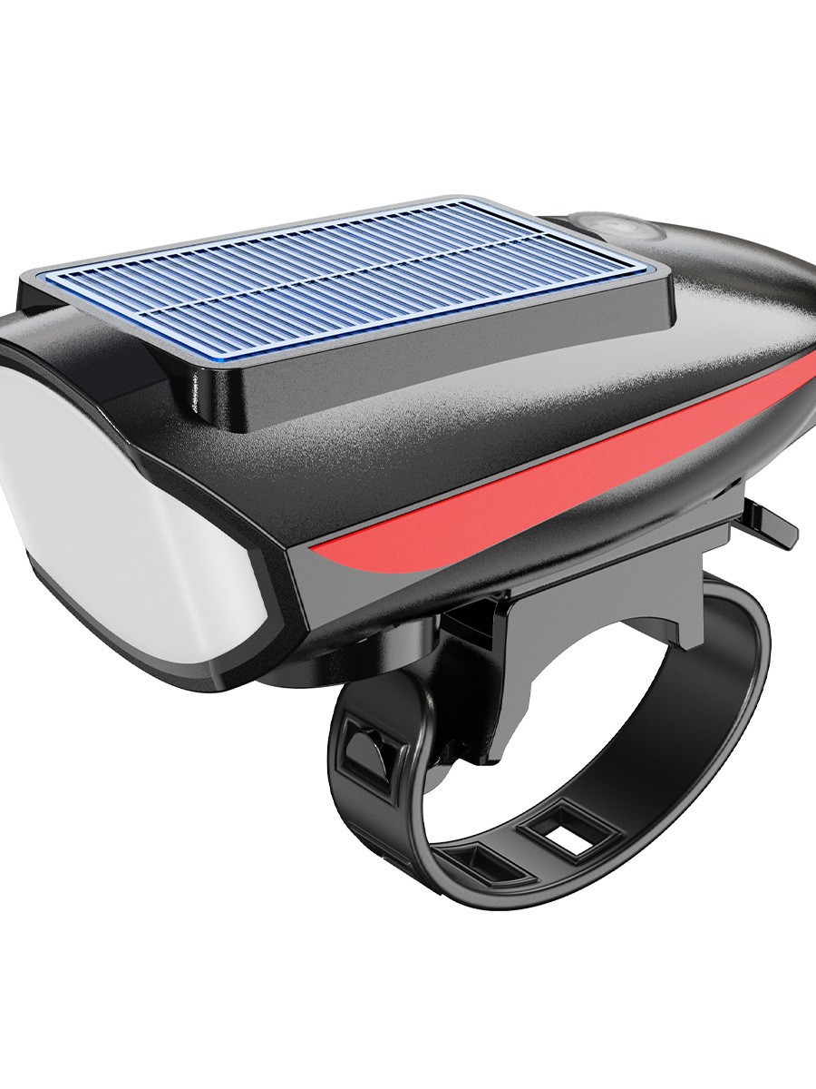 Luz Delantera para Bicicleta Recargable con Energía Solar 7588, Luz con Bocina, Iluminación Nocturna para Bicicleta de Montaña, Luz USB para Exteriores de Alta Potencia