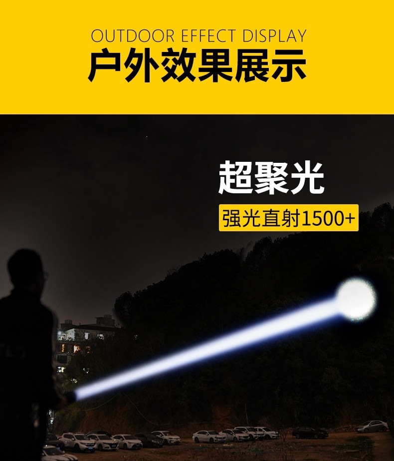 Flashlight with Strong Light, Rechargeable, Outdoor Ultra-Bright Long-Range Laser, 26650 Lithium Battery, Small Tactical Light