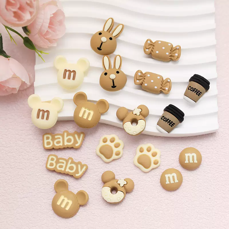 奶茶色食玩 diy配件树脂批发 饼干糖果 奶油胶夹子配饰手机壳贴片