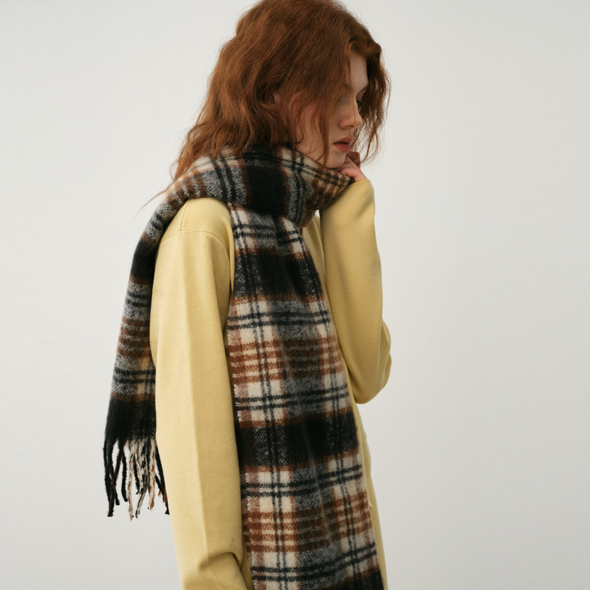 Kaschmirschal Kariert Im Retrodesign Für Damen Winterweiches Tuch_voghion.com