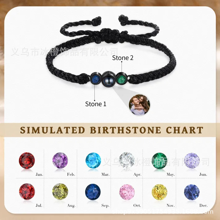 New Cross-Border Stainless Steel Hand-Woven December Birthstone One Hundred Languages ​​Bracelet Gift Factory Direct Delivery