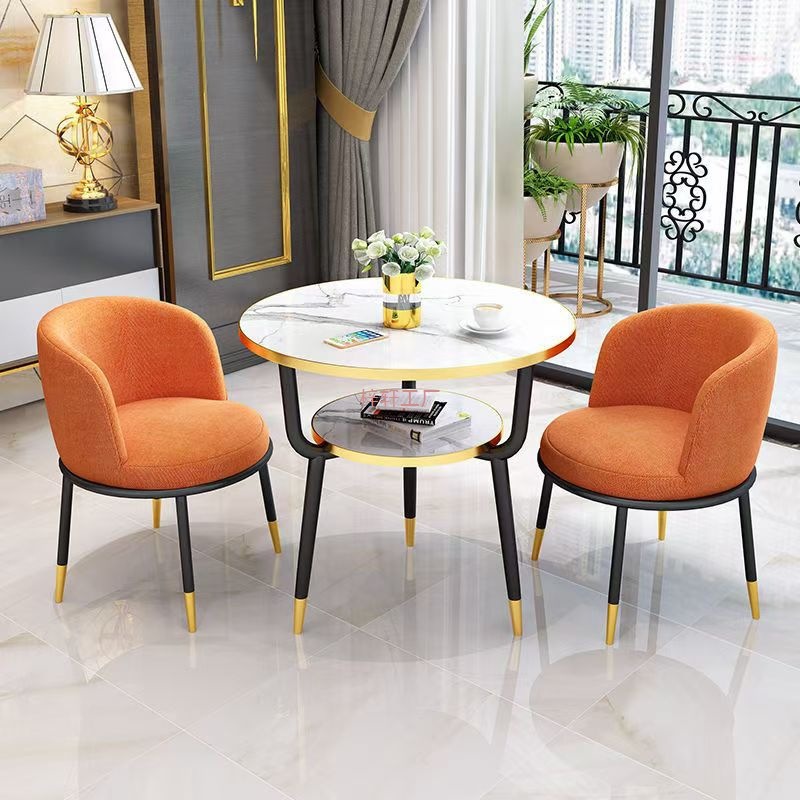 Simple Negotiation Balcony Leisure Table and Chairs Office Reception Cafe Sales Office Rest Area Double-Layer Home Small Round Table