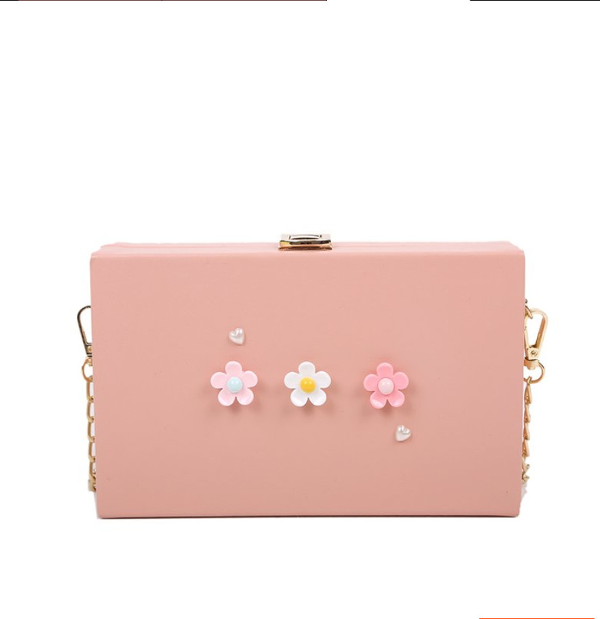 Women's Small Pu Leather Flower Cute Classic Style Square Lock Clasp Box Bag display picture 26