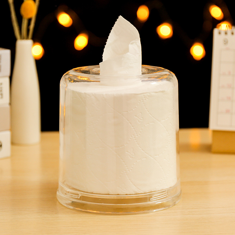 Caja de pañuelos de acrílico transparente Hotel Restaurante cara toalla caja de almacenamiento tubo de papel higiénico rollo de papel caja de pañuelos de tubo