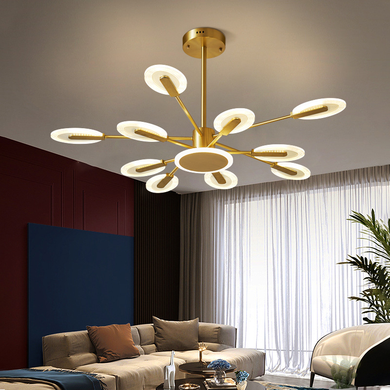 全铜轻奢吊灯现代简约大气高档led客厅灯大灯2021年新款设计师后