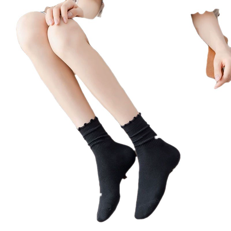 Хлопковые осенние японские белые cute knee socks, до колена (мидл)