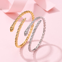 跨境925銀精工滿鑽蛇骨手鐲女歐美風個性百搭誇張氣質高級感手飾