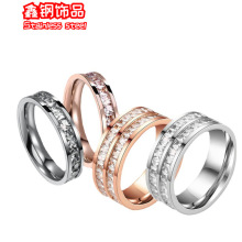 跨境甜美小众设计钛钢满天星满钻戒指不掉色女情侣对戒食指环珠宝