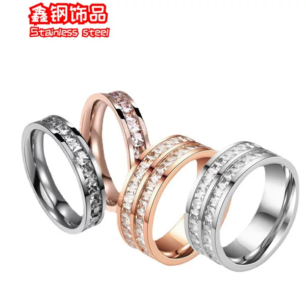 Cross-Border Sweet Niche Design Titanium Steel Starry Sky Full Diamond Ring Non-Fading Female Couple Ring Index Finger Ring Jewelry