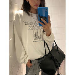 广州黄峥早秋单穿卫衣美式复古宽松休闲字母印花长袖上衣女530889